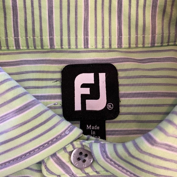FootJoy Performance Golf Polo Green Gray Stripe Udder Course Stonewall XL - Picture 5 of 6